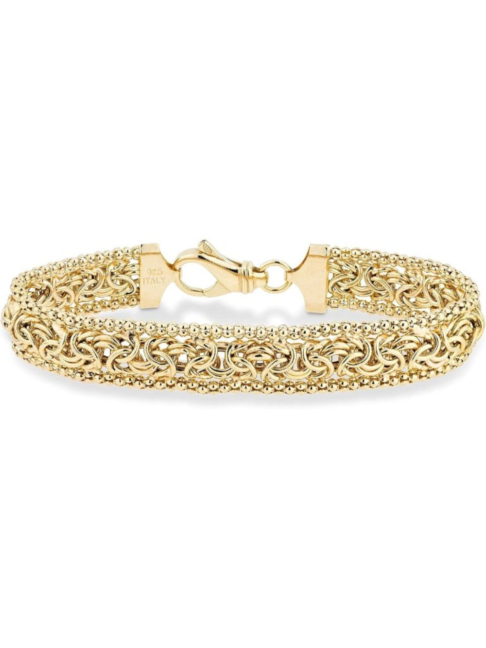 Elegant 18K Gold Plated Byzantine Bracelet in Italian 925 Sterling Silver
